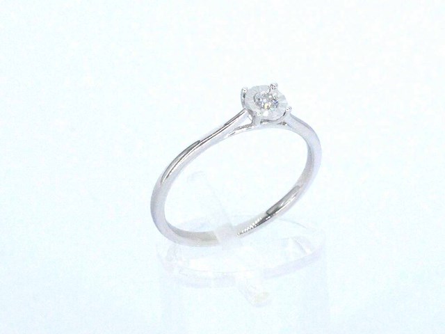 Witgouden solitaire ring met een briljant geslepen diamant - afbeelding 4 van  10