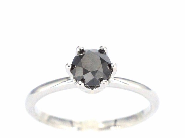 Witgouden solitaire ring met één briljant geslepen zwarte diamant (enhanced) - afbeelding 1 van  11