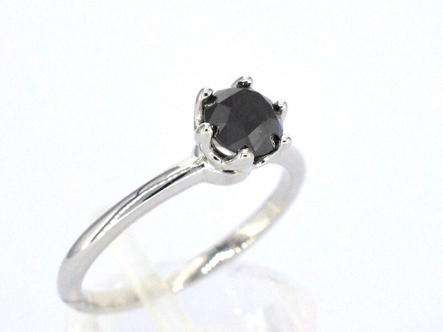 Witgouden solitaire ring met één briljant geslepen zwarte diamant (enhanced) - afbeelding 7 van  11