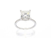 Witgouden solitaire ring met een grote prinses geslepen diamant van 3.00 carat - afbeelding 6 van  9