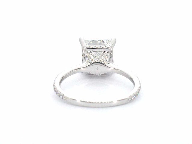 Witgouden solitaire ring met een grote prinses geslepen diamant van 3.00 carat - afbeelding 7 van  9
