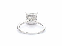 Witgouden solitaire ring met een grote prinses geslepen diamant van 3.00 carat - afbeelding 7 van  9