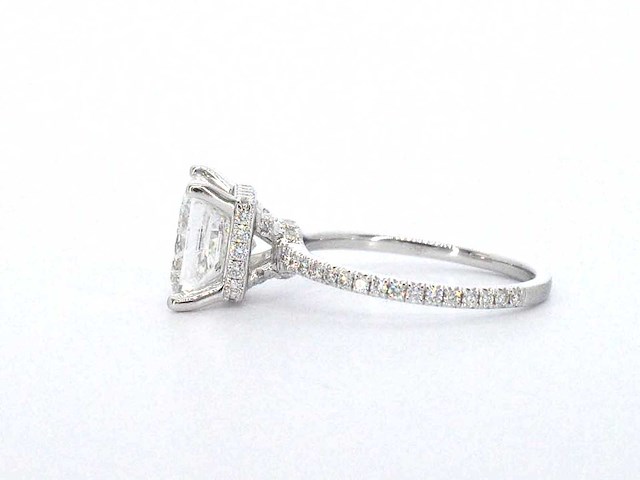 Witgouden solitaire ring met een grote prinses geslepen diamant van 3.00 carat - afbeelding 8 van  9