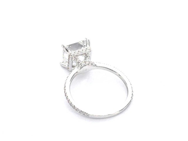 Witgouden solitaire ring met een grote prinses geslepen diamant van 3.00 carat - afbeelding 9 van  9
