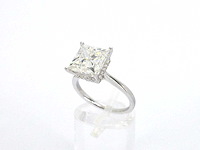 Witgouden solitaire ring met een grote prinses geslepen diamant van 5.00 carat - afbeelding 4 van  8