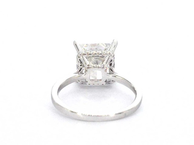 Witgouden solitaire ring met een grote prinses geslepen diamant van 5.00 carat - afbeelding 7 van  8