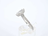 Witgouden solitaire ring met een marquise diamant van 1.00 carat met hidden halo - afbeelding 2 van  10