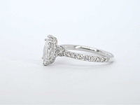Witgouden solitaire ring met een marquise diamant van 1.00 carat met hidden halo - afbeelding 6 van  10