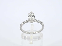 Witgouden solitaire ring met een marquise diamant van 1.00 carat met hidden halo - afbeelding 7 van  10