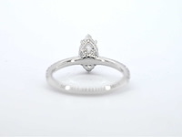 Witgouden solitaire ring met een marquise diamant van 1.00 carat met hidden halo - afbeelding 9 van  10