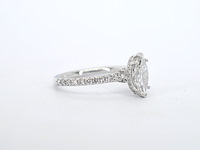 Witgouden solitaire ring met een marquise diamant van 1.00 carat met hidden halo - afbeelding 4 van  10