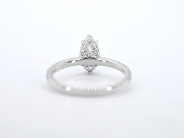 Witgouden solitaire ring met een marquise diamant van 1.00 carat met hidden halo - afbeelding 6 van  10