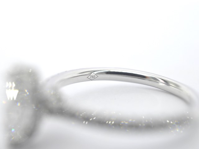 Witgouden solitaire ring met een marquise diamant van 1.00 carat met hidden halo - afbeelding 7 van  10