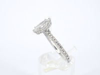 Witgouden solitaire ring met een marquise diamant van 1.00 carat met hidden halo - afbeelding 8 van  10