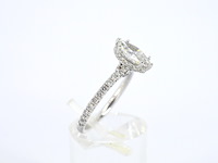 Witgouden solitaire ring met een marquise diamant van 1.00 carat met hidden halo - afbeelding 9 van  10
