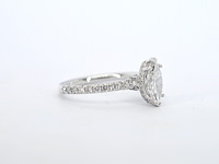 Witgouden solitaire ring met een marquise diamant van 1.00 carat met hidden halo - afbeelding 4 van  10