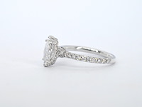Witgouden solitaire ring met een marquise diamant van 1.00 carat met hidden halo - afbeelding 5 van  10