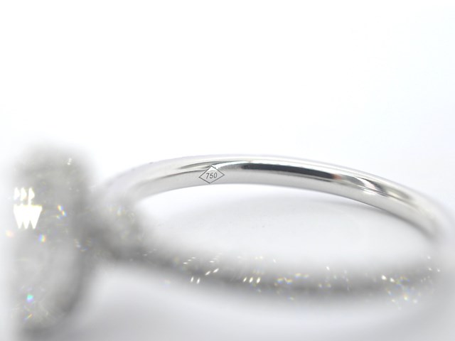 Witgouden solitaire ring met een marquise diamant van 1.00 carat met hidden halo - afbeelding 7 van  10