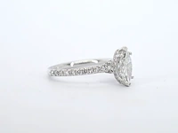 Witgouden solitaire ring met een marquise diamant van 1.00 carat met hidden halo - afbeelding 4 van  10