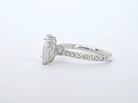 Witgouden solitaire ring met een marquise diamant van 1.00 carat met hidden halo - afbeelding 5 van  10