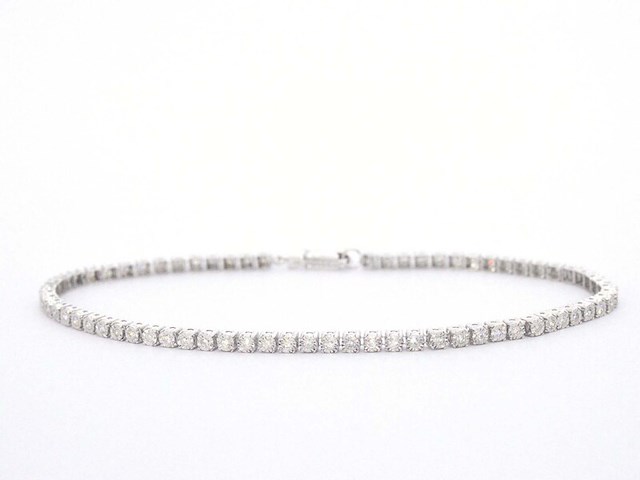 Witgouden tennis armband met natuurlijke diamanten - afbeelding 1 van  6