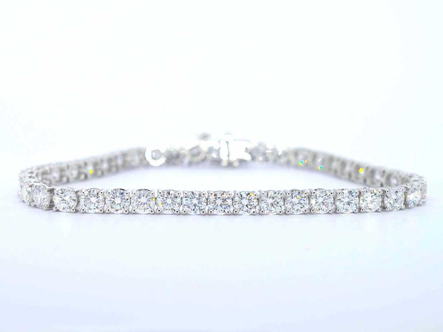 Witgouden tennisarmband 10 carat briljant diamanten 18 karaat - afbeelding 1 van  6