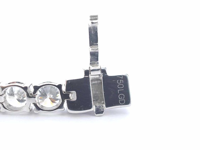 Witgouden tennisarmband 10 carat briljant diamanten 18 karaat - afbeelding 6 van  6