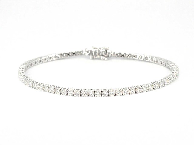 Witgouden tennisarmband 5.00 carat briljant diamanten natuurlijk - afbeelding 1 van  9