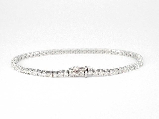Witgouden tennisarmband 5.00 carat briljant diamanten natuurlijk - afbeelding 4 van  9