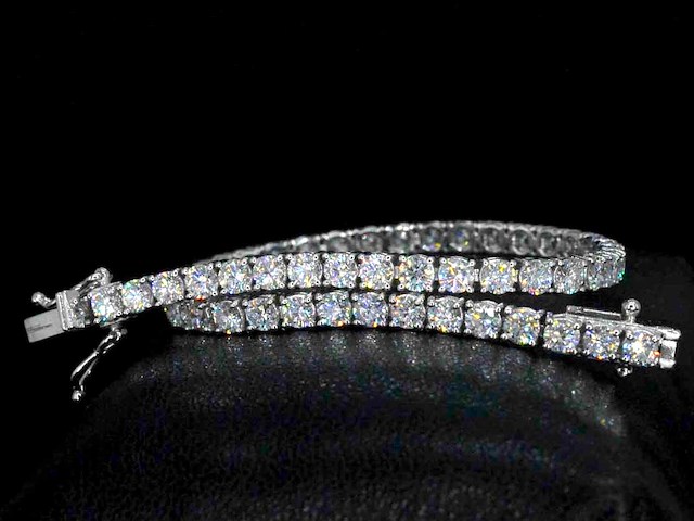 Witgouden tennisarmband 5.14 carat briljant diamanten - afbeelding 1 van  9