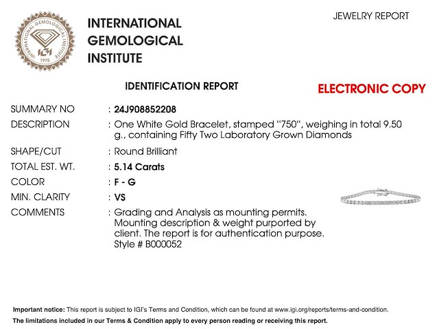 Witgouden tennisarmband 5.14 carat briljant diamanten - afbeelding 3 van  9