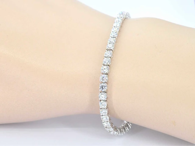 Witgouden tennisarmband briljant 7.50 ct - afbeelding 2 van  7