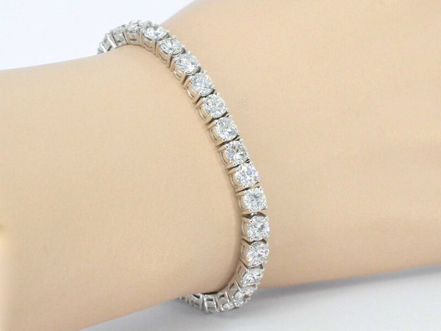 Witgouden tennisarmband met 16.20 carat diamant - afbeelding 3 van  9