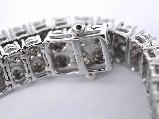 Witgouden tennisarmband met 2 rijen diamanten 1.50 carat - afbeelding 6 van  8