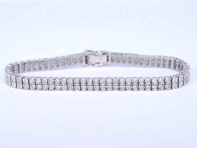 Witgouden tennisarmband met 2 rijen diamanten 1.50 carat - afbeelding 1 van  6
