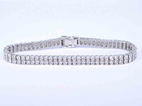 Witgouden tennisarmband met 2 rijen diamanten 1.50 carat - afbeelding 1 van  6