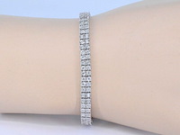 Witgouden tennisarmband met 2 rijen diamanten 1.50 carat - afbeelding 2 van  6