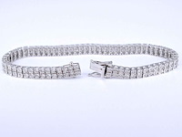Witgouden tennisarmband met 2 rijen diamanten 1.50 carat - afbeelding 4 van  6