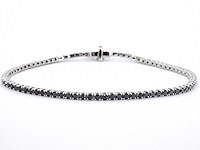 Witgouden tennisarmband met 2.80 carat aan zwarte diamanten - afbeelding 1 van  9