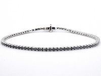 Witgouden tennisarmband met 2.80 carat aan zwarte diamanten - afbeelding 6 van  9