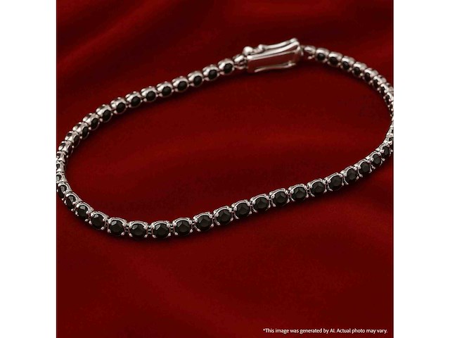 Witgouden tennisarmband met 2.80 carat aan zwarte diamanten - afbeelding 9 van  9