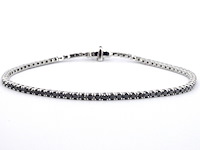 Witgouden tennisarmband met 2.80 carat aan zwarte diamanten - afbeelding 1 van  10