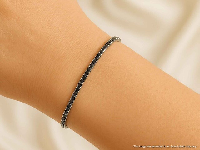 Witgouden tennisarmband met 2.80 carat aan zwarte diamanten - afbeelding 3 van  10