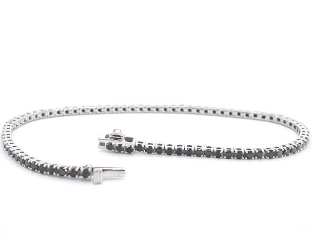 Witgouden tennisarmband met 2.80 carat aan zwarte diamanten - afbeelding 4 van  10
