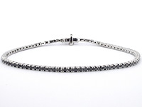 Witgouden tennisarmband met 2.80 carat aan zwarte diamanten - afbeelding 6 van  10