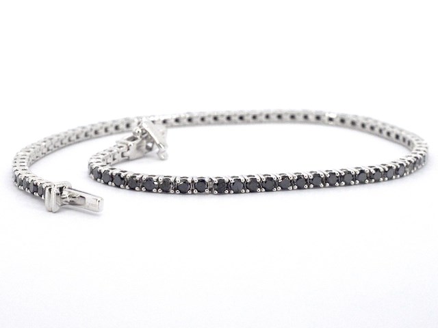 Witgouden tennisarmband met 2.80 carat aan zwarte diamanten - afbeelding 8 van  10