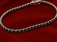 Witgouden tennisarmband met 2.80 carat aan zwarte diamanten - afbeelding 9 van  10