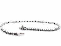 Witgouden tennisarmband met 2.80 carat aan zwarte diamanten - afbeelding 4 van  10