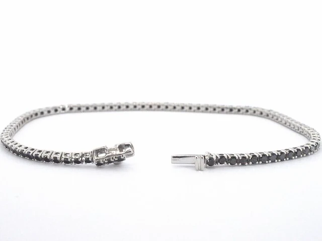 Witgouden tennisarmband met 2.80 carat aan zwarte diamanten - afbeelding 5 van  10
