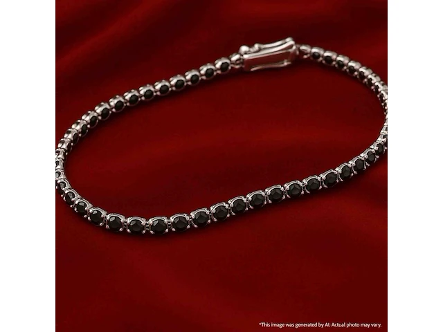 Witgouden tennisarmband met 2.80 carat aan zwarte diamanten - afbeelding 9 van  10